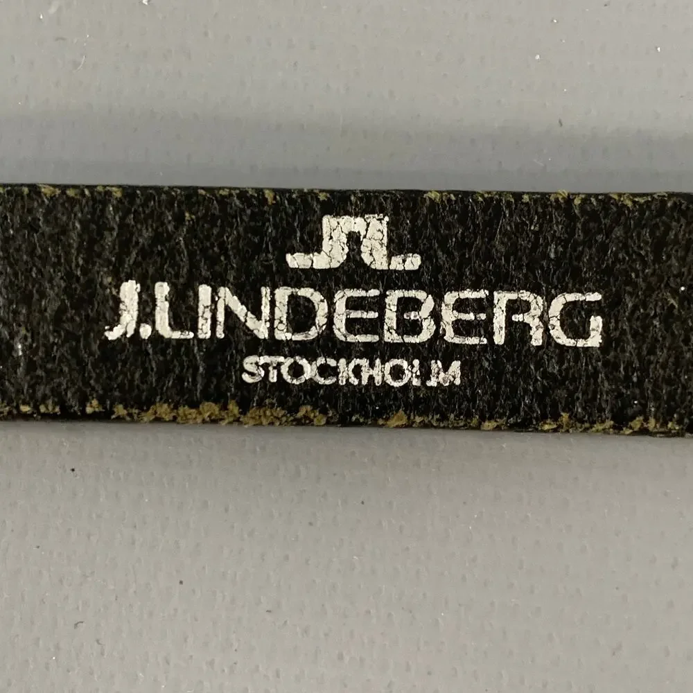 J.LINDEBERG Size 30 Black Silver Logo Leather Leather Belt